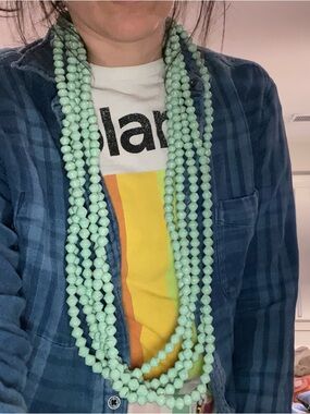 Mint green 5 strand paper bead statement necklace